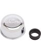 Edelbrock Valve Cover Breather Push-In Round Steel Chrome Logo