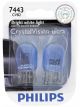 Philips Auto Lighting Light Bulbs, Miniature, Crystal Vision 7443T-6