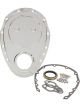 Aeroflow Sbc Alloy Timing Cover Kit Gaskets, Seal & Bolts Chrome