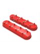 Holley Valve Covers Tall Height Cast Aluminum Red Plain Chevy Pair