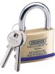 Draper Tools 21mm Solid Brass Padlock & 2 Keys W/ Mushroom Pin Tumblers