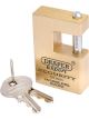Draper Tools 56mm Close Shackle Solid Brass Padlock & 2 Keys W/ Shackle