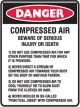 Brady Danger Sign Compressed Air H300mm x W450mm Metal White/Red/Black