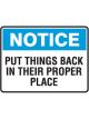 Brady Small Stick On Labels Notice Put Things Back
