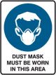 Brady Small Stick On Labels Dust Mask Must Be Worn In This Area Vinyl