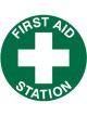Brady Floor Sign First Aid Station 440mm Dia Self Adhesive Vinyl
