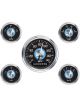 Stewart Warner Gauge Kit Black Speedo Water Temp Fuel Level Voltmeter O