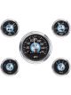 Stewart Warner Gauge Kit Black Speedo Water Temp Fuel Level Voltmeter