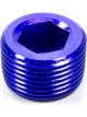 Fragola Fitting Plug 3/4 in NPT Allen Head Aluminum Blue Anodize