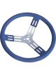 Longacre Steering Wheel 15 in Diameter 3 Spoke 2-3/4 in Dish Blue Ru