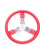 Longacre Steering Wheel 15 in Diameter 3 Spoke 2-3/4 in Dish Red Rub