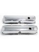 Trans-Dapt Valve Cover Stock Height Baffled Breather Holes Steel Chrome 
