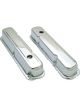 Trans-Dapt Valve Cover Stock Height Baffled Breather Holes Steel Chrome 