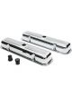 Trans-Dapt Valve Cover Stock Height Breather Holes Steel Chrome Pontiac