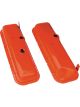 Trans-Dapt Valve Cover Stock Height Baffled Breather Holes Steel Orange 
