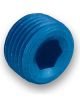 Earls Fitting Plug 1/2 in NPT Allen Head Aluminum Blue Anodize