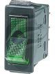 Hella Rocker Switch On/Off 12V 16Amp Spst Green Illumination 3 Blade