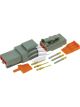 Deutsch Dtm Series 3 Way Connector Kit Incl Gold Terminals And Wedges