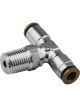 Proflow Fitting, Push Release Tee 3/16in. Tube To 1/8in. NPT, Silv
