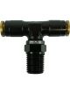 Proflow Fitting, Push Release Tee 1/4in. Tube To 1/4in. NPT, Black