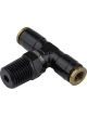Proflow Fitting, Push Release Tee 3/16in. Tube To 1/8in. NPT, Bla