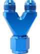 Aeroflow Y-Block Female -8AN Inlet -6AN Straight Outlets Blue