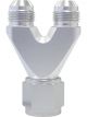 Aeroflow Y-Block Female -10An Inlet -8AN Straight Outlets Silver