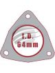 Aunger Exhaust Gasket Universal 3 Bolt 65mm Id Pcd 86mm Gasket