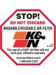 K&N Decal/Sticker Do Not Discard 6.5x6.5 cm