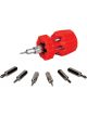 Performance Tool Screwdriver Precision Driver 7 in 1 Stubby Red