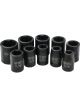 Performance Tool Impact Sockets SAE Vanadium Steel Black Pack of 10