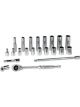 Performance Tool Socket Kit SAE Deep Well Vanadium 1/4