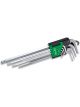 Toptul 9pcs Extra Long Ball Point Hex Key Wrench Set Metric