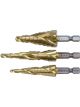 OEM Tools 3-Piece 1/4 Inch Drive Spiral Step Drill Bit Set