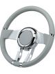 Flaming River Steering Wheel Waterfall 13.8in. Light Grey Leather Ligh
