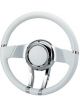 Flaming River Steering Wheel Waterfall 13.8in. White Leather