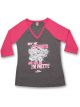 Holley T-Shirt Long Sleeve Baseball V-Neck Pink/Gray Ladies' Small