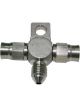 Aeroflow S/Steel Tee Block With Mount Tab -3AN -3AN Male On Side