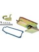 Weiand Oil Pan Wet Rear Sump 6.00 qts. Steel Zinc Iridited 8.125 in. D
