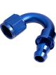 Aeroflow 400 Series Push Lock 150 Degree Hose End -6AN Blue