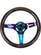 NRG Classic Wood Grain Steering Wheel 310mm Black w/Neochrome 3-Sp