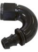 Aeroflow Full Flow Push Lock 150 Degree Hose End -6AN Black