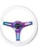 NRG Classic Wood Grain Steering Wheel 350mm White Paint Grip w/Neo…