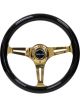 NRG Classic Wood Grain Steering Wheel 350mm Black Grip w/Chrome Go