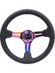 NRG Reinforced Steering Wheel 350mm / 3in. Deep Blk Leather/Blk…