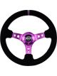 NRG Reinforced Steering Wheel 350mm / 3in. Deep Black Suede w/Purp