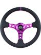 NRG Reinforced Steering Wheel 350mm / 3in. Deep Black Leather w/Purp…
