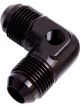 Aeroflow 90 Degree Male Flare Union With 1/8 Inch Port -8AN Black