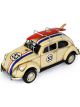 Boyle Handmade VW Beetle 53 with Surfboard and Race Stripes Ornament Cream 34cm