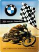 Nostalgic-Art Licensed Large Metal Sign BMW Motorcycle Flag/Brown/Blue 30x40cm